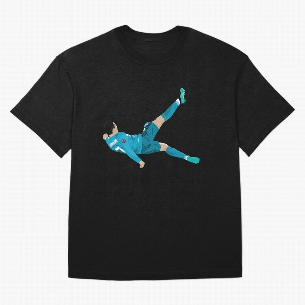 Cristiano Ronaldo Bicycle Kick Oversized T-Shirt Celebrate the Road through Global Football Passion for FIFA World Cup 2026 Group Stage, Highlighting Mbappe, France and Portugal, Goal Celebration Energy, Supporter Heritage, Football Icons and