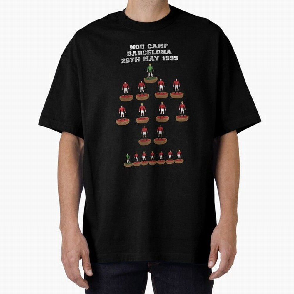 Manchester United Champions League 1999 Oversized T-Shirt Represent the Passion of FIFA World Cup 2026 Spirit, Capturing Portugal, Spain and Germany, Mbappe, Goal Celebration Energy, Supporter Heritage, Football Icons and Worldwide Tournament Joy;