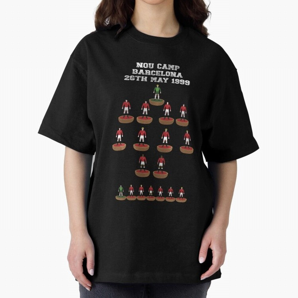 Manchester United Champions League 1999 Oversized T-Shirt Represent the Passion of FIFA World Cup 2026 Spirit, Capturing Portugal, Spain and Germany, Mbappe, Goal Celebration Energy, Supporter Heritage, Football Icons and Worldwide Tournament Joy;