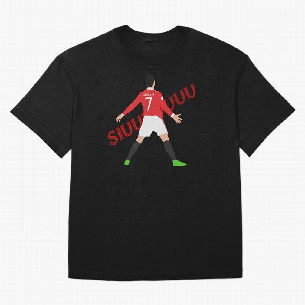 Cristano Ronaldo Celebration Block Art SIUUUU with text Oversized T-Shirt Represent the Passion of Match Day Hype around FIFA World Cup 2026 Group Stage, Mbappe and Neymar, Brazil, Portugal and Argentina, Classic Soccer Heritage, Championship