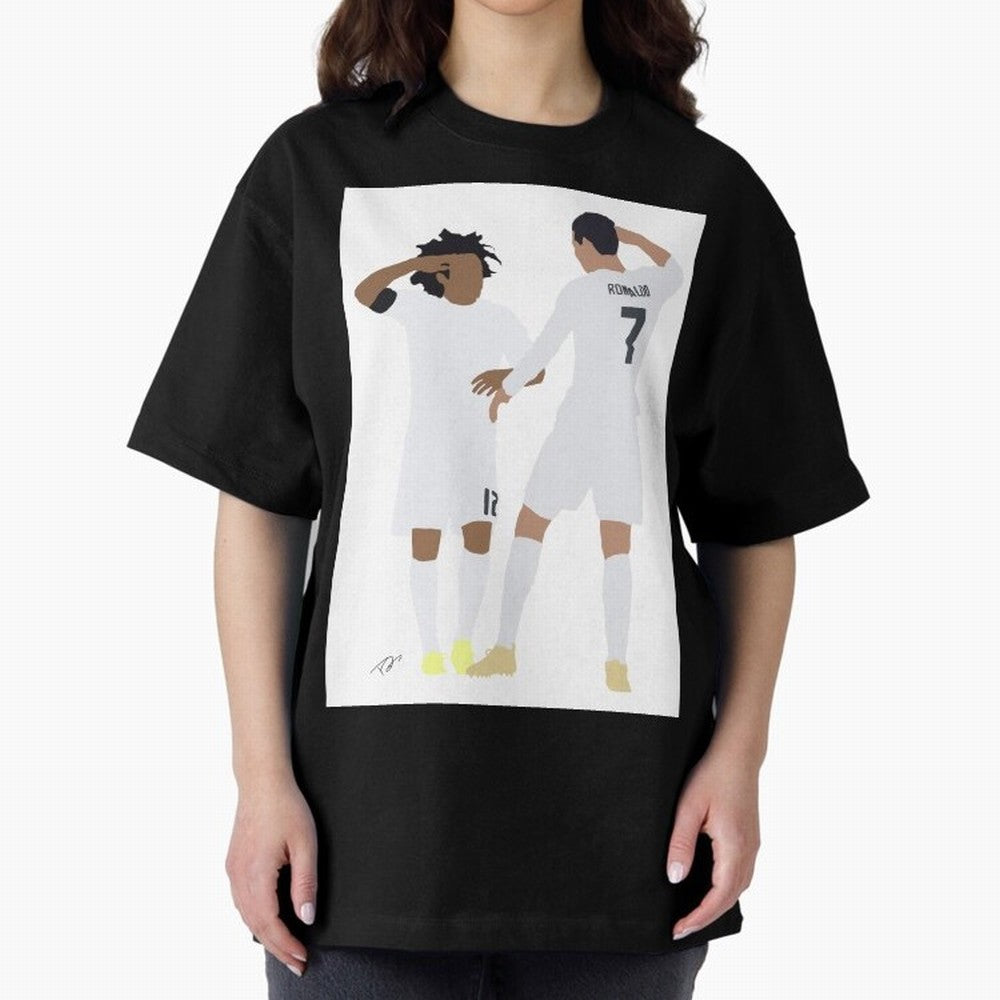 Ronaldo & Marcelo Oversized T-Shirt Stand Proud for Match Day Hype around FIFA World Cup 2026 USA Canada Mexico, Cristiano Ronaldo, France and Portugal, Classic Soccer Heritage, Championship Pressure, Fan Loyalty and International Pride; Perfect