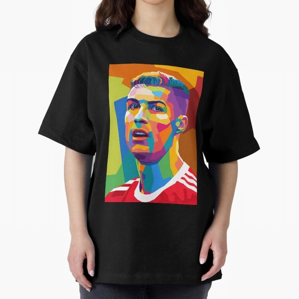 Cristiano Ronaldo Wpap Pop Art Oversized T-Shirt Make Every Match About Global Football Passion for FIFA World Cup 2026, Driven by Haaland and Mbappe, Netherlands, Vintage Soccer Flavor, Modern Football Stars, National Flags and Final Night