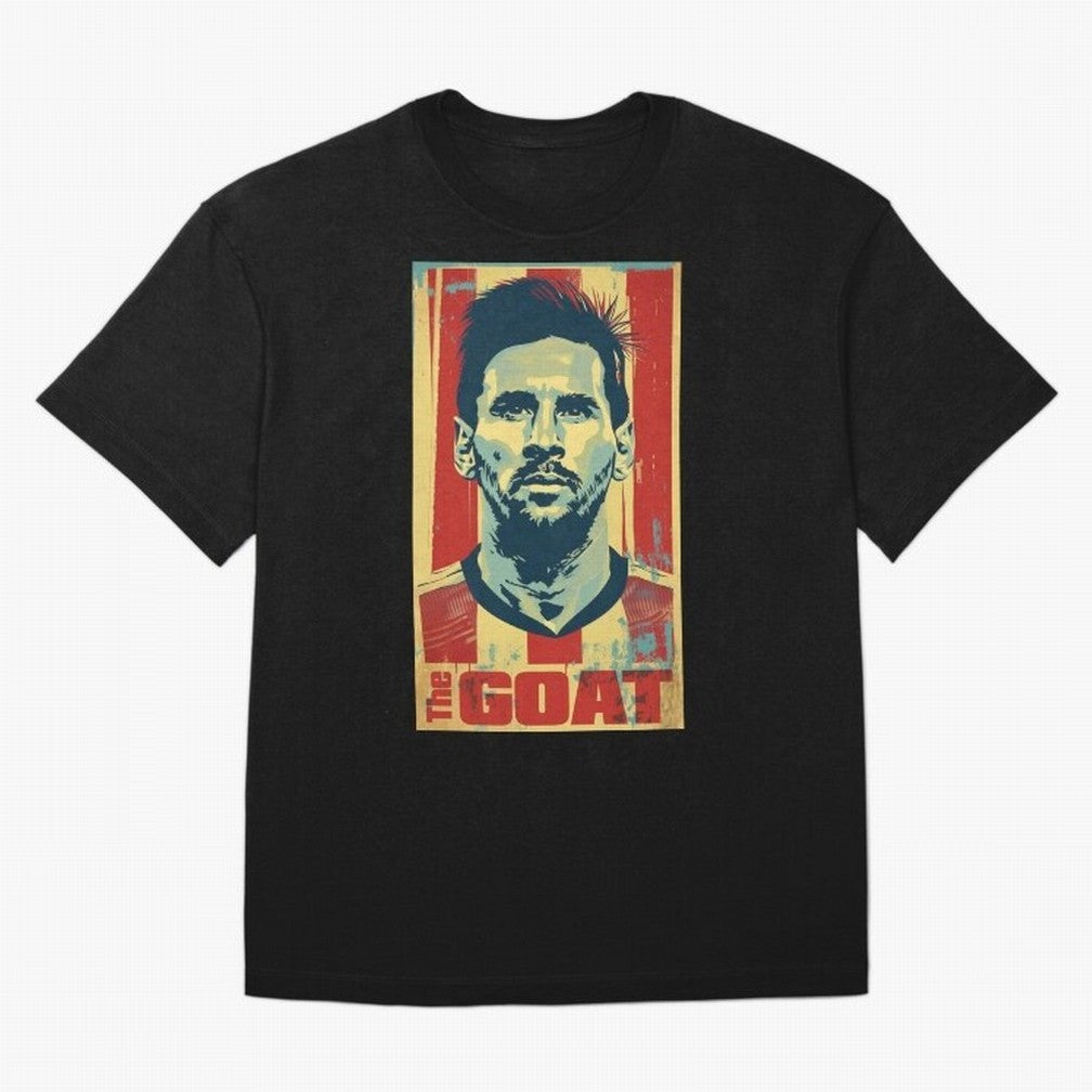 Messi The GOAT Graphic poster design Oversized T-Shirt Experience the FIFA World Cup 2026 Journey through Messi and Cristiano Ronaldo Highlights, England and Germany Pride, Sports Nostalgia, International Competition, Famous Players and