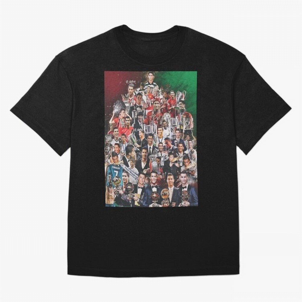 Cristiano Ronaldo (5th Ballon D'Or) Oversized T-Shirt Unlock FIFA World Cup 2026 with Messi, CR7 and Mbappe, Netherlands Energy, Championship Spirit, Famous Goals, Roaring Crowds and International Football Unity; Perfect for Supporters Who Want