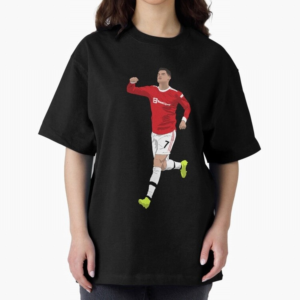 Cristiano Ronaldo Right Here Goal Celebration Oversized T-Shirt Cheer through Every Moment of Match Day Hype around FIFA World Cup 2026, CR7 and Messi, England, France and Netherlands, Champion Mindset, Group Stage Buzz, Knockout Tension and