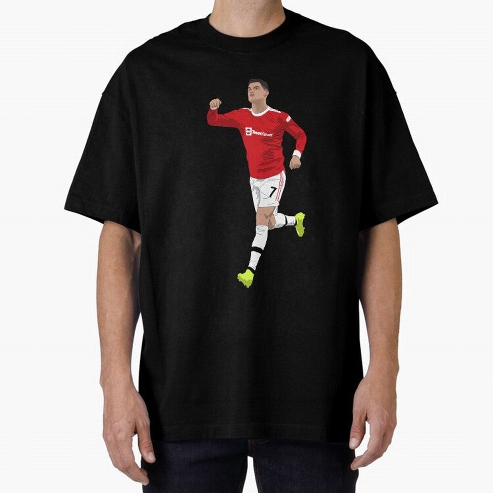 Cristiano Ronaldo Right Here Goal Celebration Oversized T-Shirt Cheer through Every Moment of Match Day Hype around FIFA World Cup 2026, CR7 and Messi, England, France and Netherlands, Champion Mindset, Group Stage Buzz, Knockout Tension and