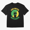 Love United Hate Glazer Oversized T-Shirt Follow Global Football Passion for FIFA World Cup 2026 USA Canada Mexico, Driven by Haaland and Mbappe, Spain, Football Festival Excitement, Trophy Ambitions, Country Rivalries and Star Player Buzz; Made
