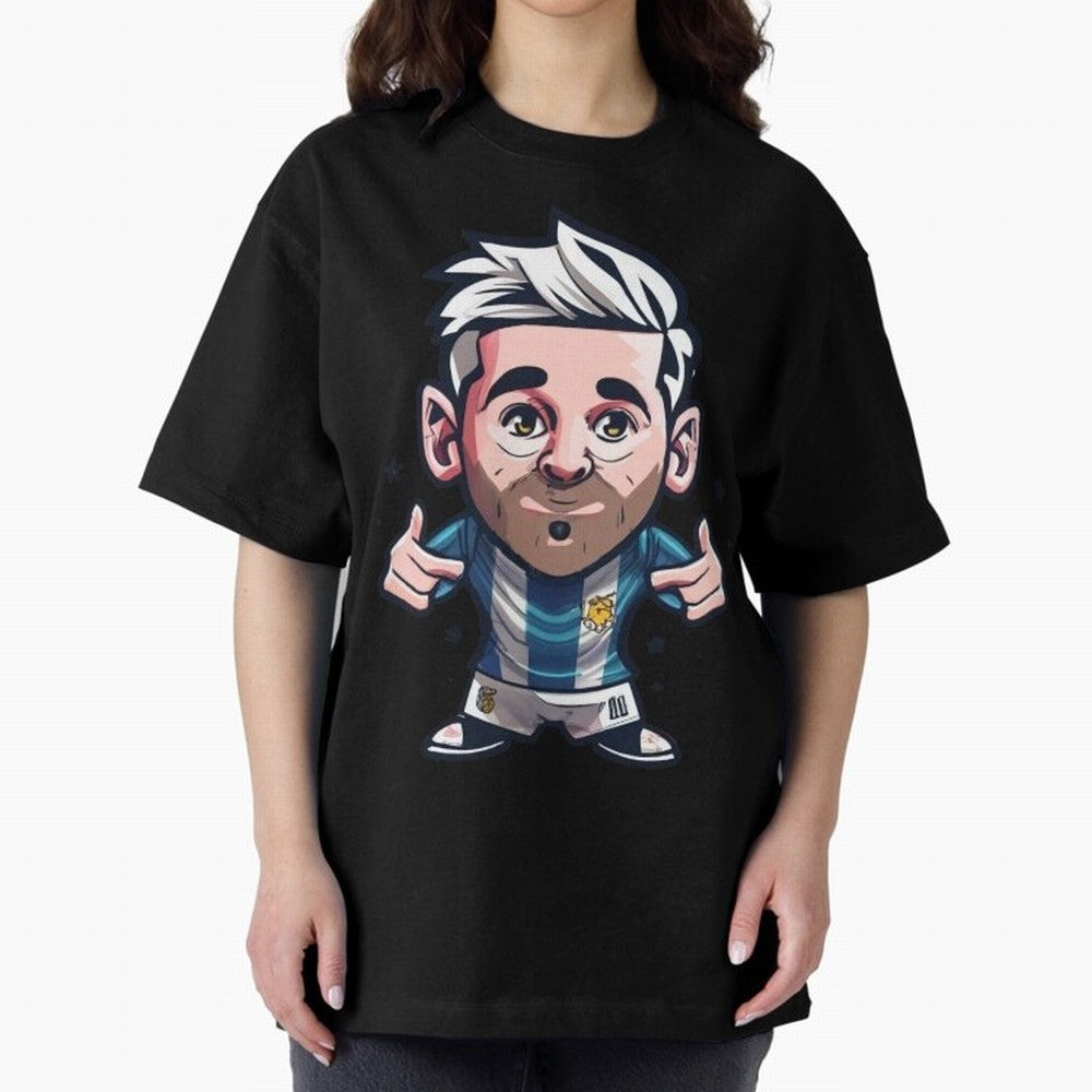 Lionel Messi Oversized T-Shirt Showcase the FIFA World Cup 2026 Group Stage Journey through Haaland and Mbappe Highlights, Brazil, Portugal and Argentina Pride, Stadium Chants, National Pride, Trophy Dreams and Unforgettable Football Memories;