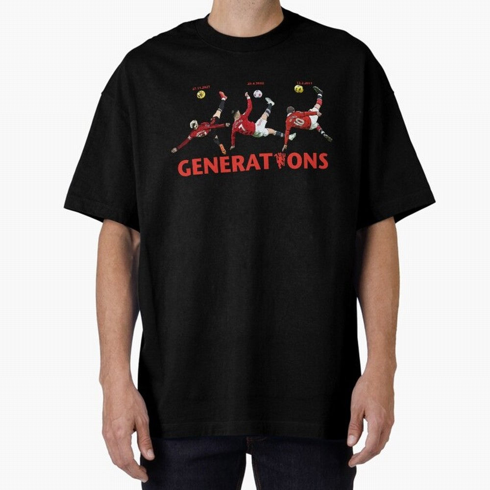 Generations of Manchester United Oversized T-Shirt Show Up for the Glory of FIFA World Cup 2026 USA Canada Mexico for Fans of Messi and Cristiano Ronaldo and Portugal, Bringing Football Passion, Legendary Performances, Festival Vibes and Supporter