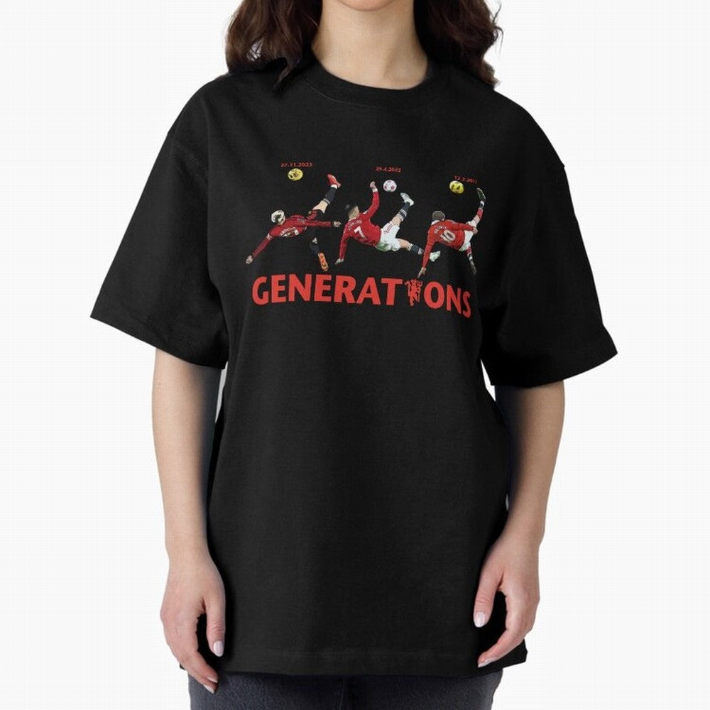 Generations of Manchester United Oversized T-Shirt Show Up for the Glory of FIFA World Cup 2026 USA Canada Mexico for Fans of Messi and Cristiano Ronaldo and Portugal, Bringing Football Passion, Legendary Performances, Festival Vibes and Supporter