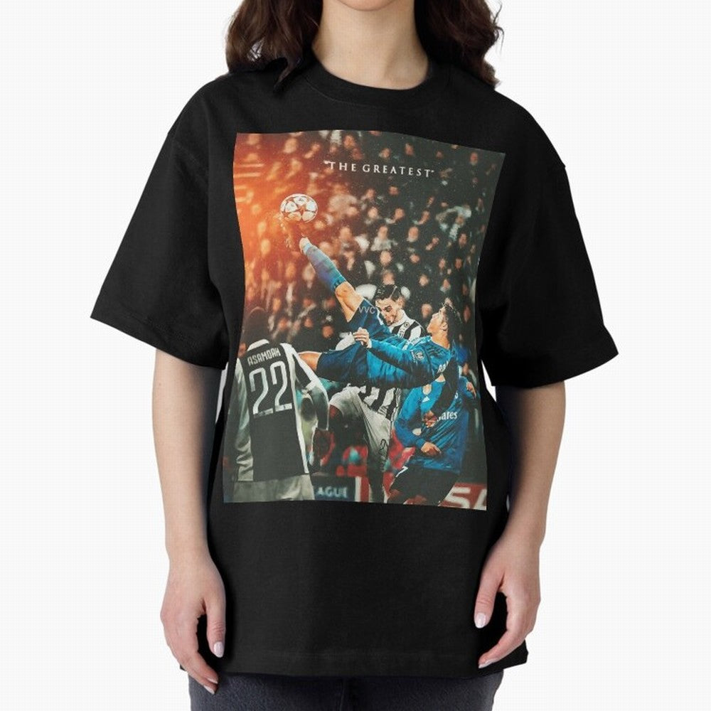 Ronaldo Bicycle Kick Skills Greatest, Ronaldo Gifts, Ronaldo Best Selling , Ronaldo Top Items Oversized T-Shirt Show Your Love for FIFA World Cup 2026 Group Stage for Fans of CR7 and Argentina, France and Brazil, Bringing Classic Soccer Heritage,