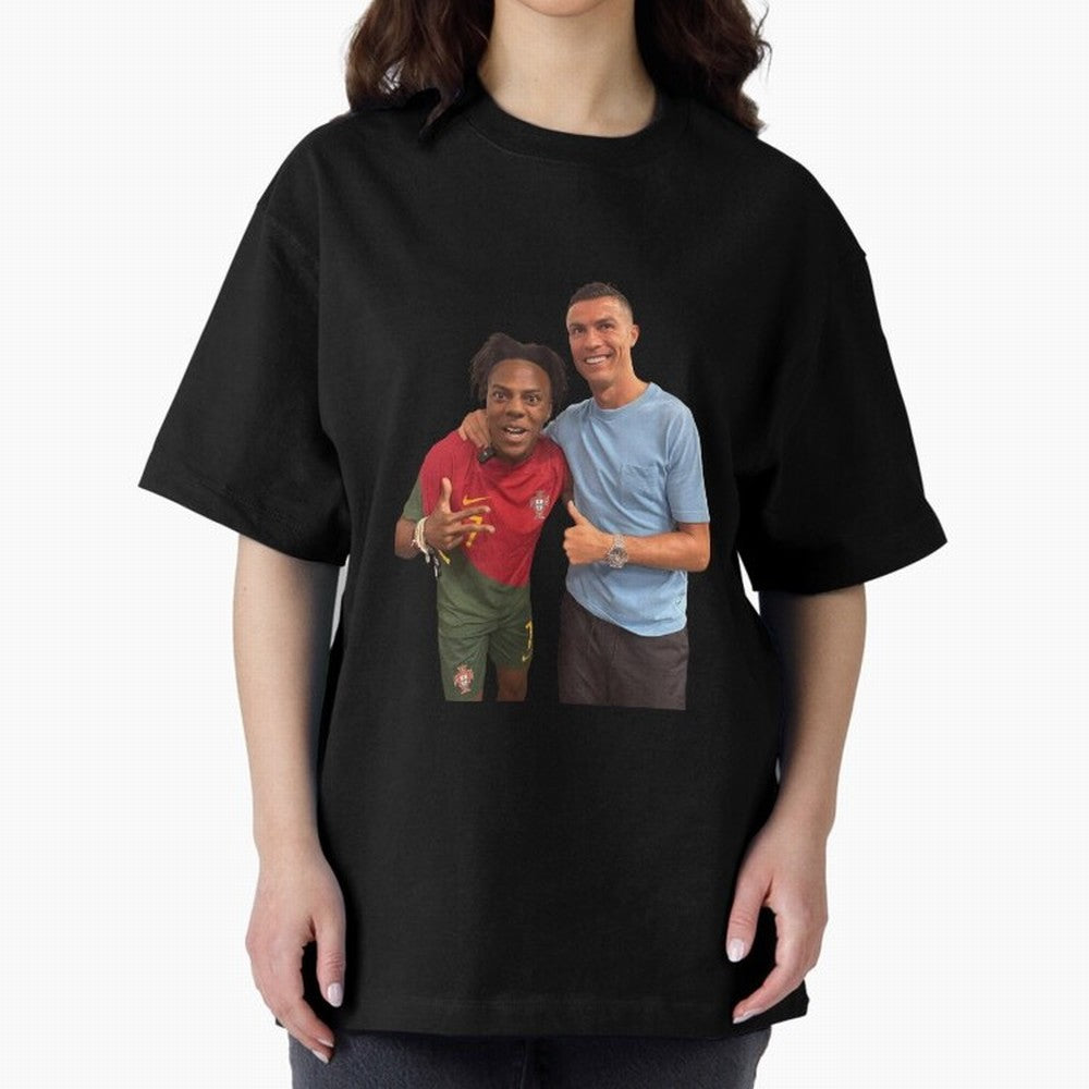 ISHOWSPEED MET RONALDO Oversized T-Shirt Step into the FIFA World Cup 2026 Group Stage Journey through Haaland Highlights, Netherlands Pride, Worldwide Fan Energy, Dramatic Goals, Stadium Lights and Championship Celebrations; Made for Collectors