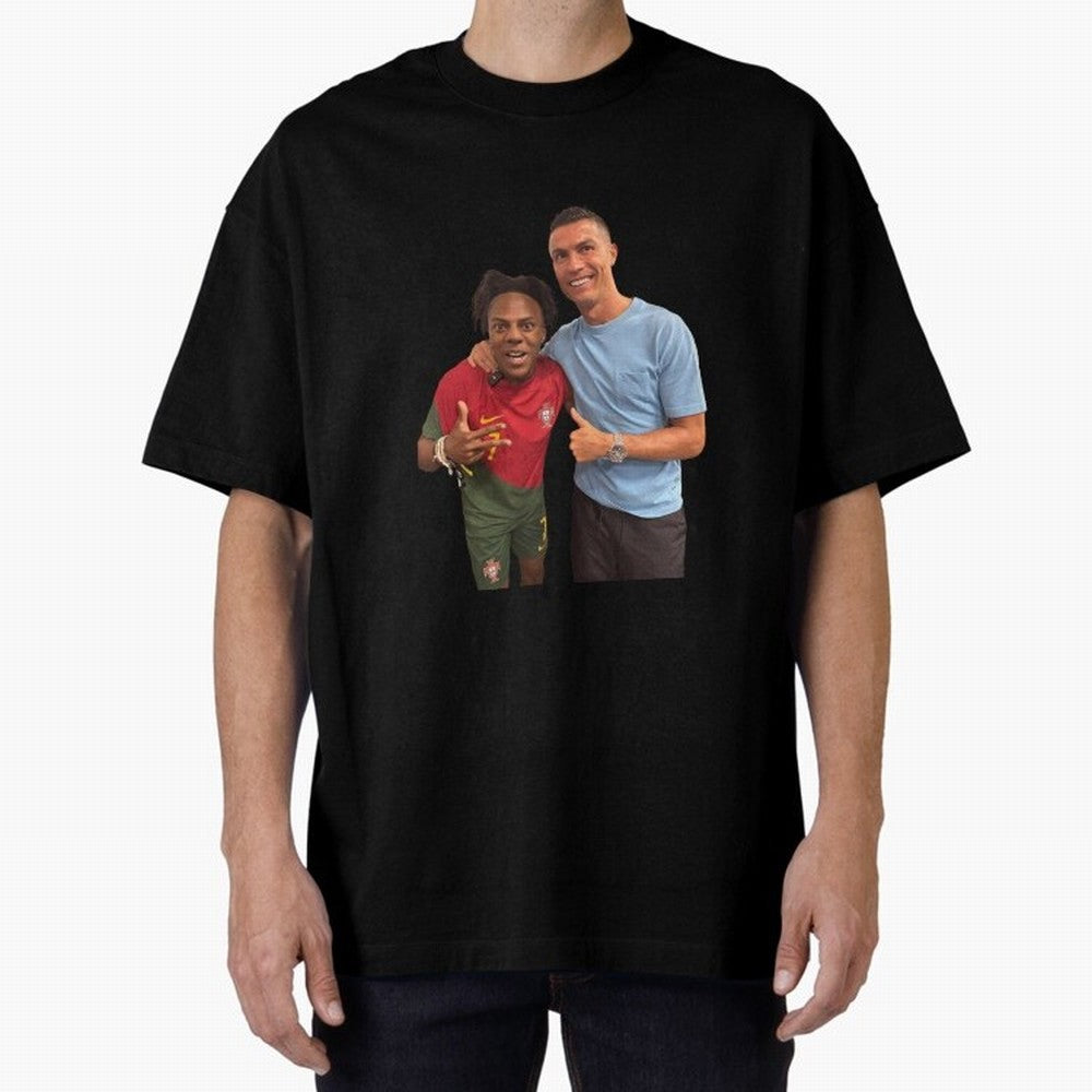 ISHOWSPEED MET RONALDO Oversized T-Shirt Step into the FIFA World Cup 2026 Group Stage Journey through Haaland Highlights, Netherlands Pride, Worldwide Fan Energy, Dramatic Goals, Stadium Lights and Championship Celebrations; Made for Collectors