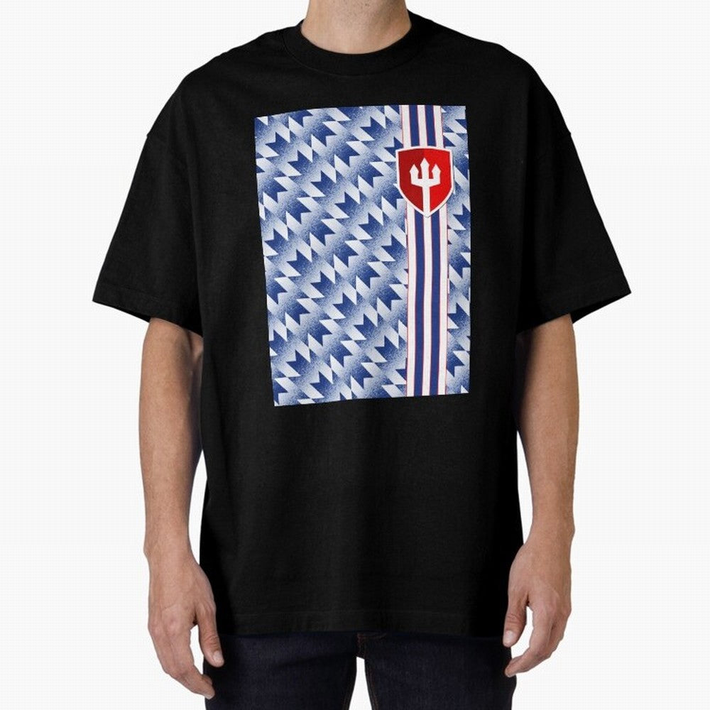 Manchester United 94 Away Jersey Pattern Oversized T-Shirt Join the Countdown to the FIFA World Cup 2026 USA Canada Mexico Journey through Cristiano Ronaldo Highlights, England Pride, Vintage Soccer Flavor, Modern Football Stars, National Flags and