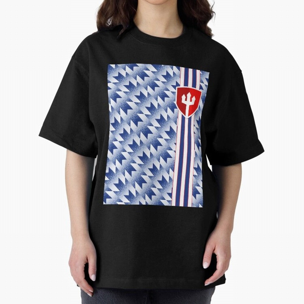 Manchester United 94 Away Jersey Pattern Oversized T-Shirt Join the Countdown to the FIFA World Cup 2026 USA Canada Mexico Journey through Cristiano Ronaldo Highlights, England Pride, Vintage Soccer Flavor, Modern Football Stars, National Flags and
