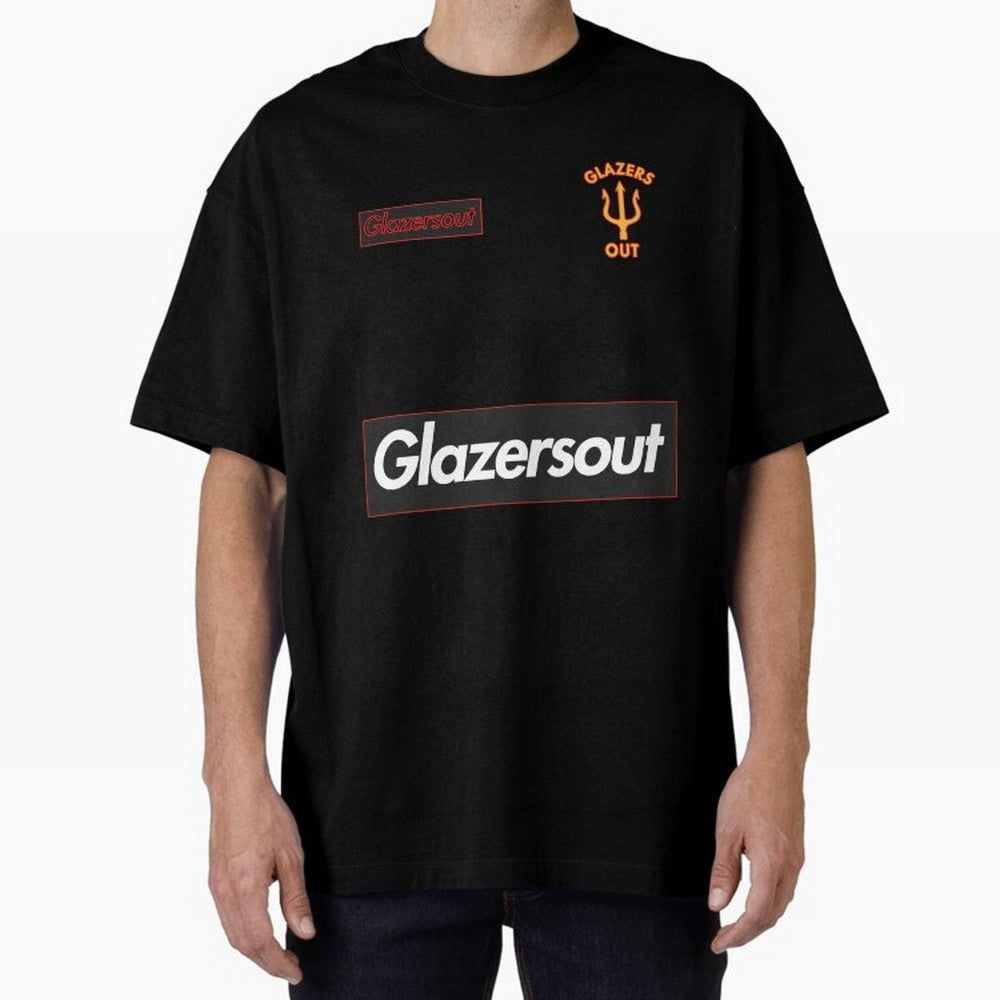 GlazersOut Red Manchester Kit V-Neck Oversized T-Shirt Celebrate Football Heritage in FIFA World Cup 2026 USA Canada Mexico Inspired by CR7 and Messi, France Energy, Game Day Rituals, Football Legends, Country Pride and the Road to the Final;