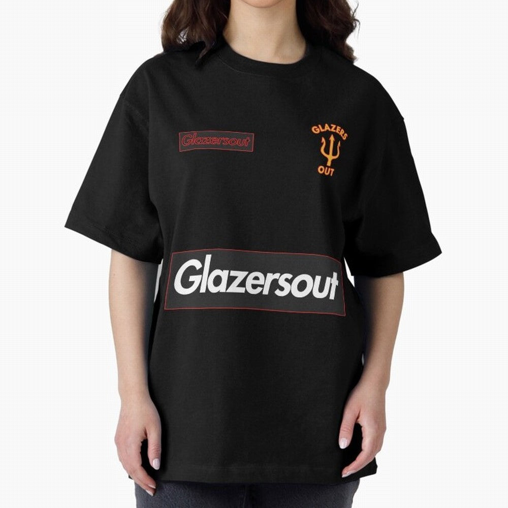 GlazersOut Red Manchester Kit V-Neck Oversized T-Shirt Celebrate Football Heritage in FIFA World Cup 2026 USA Canada Mexico Inspired by CR7 and Messi, France Energy, Game Day Rituals, Football Legends, Country Pride and the Road to the Final;