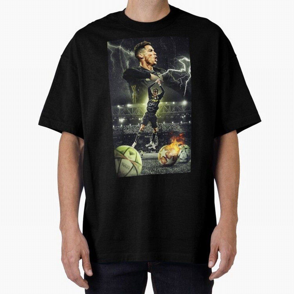 Ronaldo Illustration Oversized T-Shirt Wear the Spirit of Match Day Hype around FIFA World Cup 2026 Group Stage, Messi and Cristiano Ronaldo, Portugal, Spain and Germany, Football Passion, Legendary Performances, Festival Vibes and Supporter