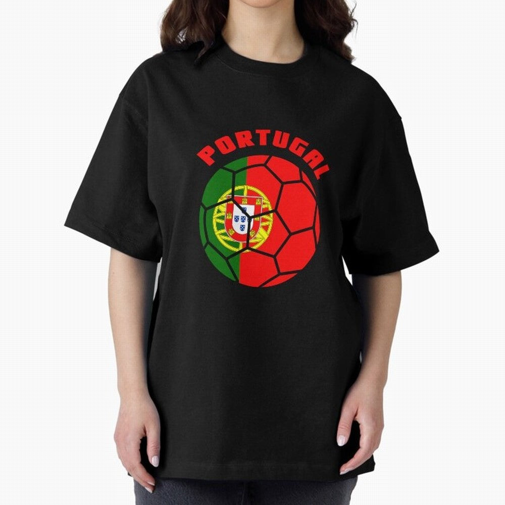 Portugal Football Soccer Ball Oversized T-Shirt Wear the Spirit of FIFA World Cup 2026 USA Canada Mexico Spirit, Driven by Netherlands, Cristiano Ronaldo, Haaland and CR7, Classic Soccer Heritage, Championship Pressure, Fan Loyalty and