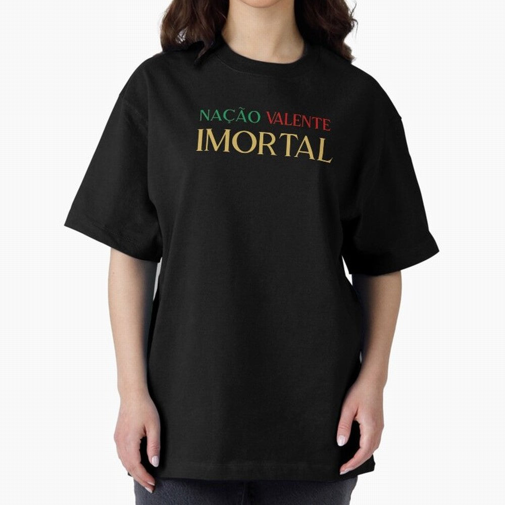 Na??o Valente Imortal Portugal Tuga Oversized T-Shirt Make Every Match About FIFA World Cup 2026 Group Stage Spirit, Highlighting France and Portugal, Cristiano Ronaldo, Fan Favorite Moments, National Team Passion, Big Match Drama and Soccer