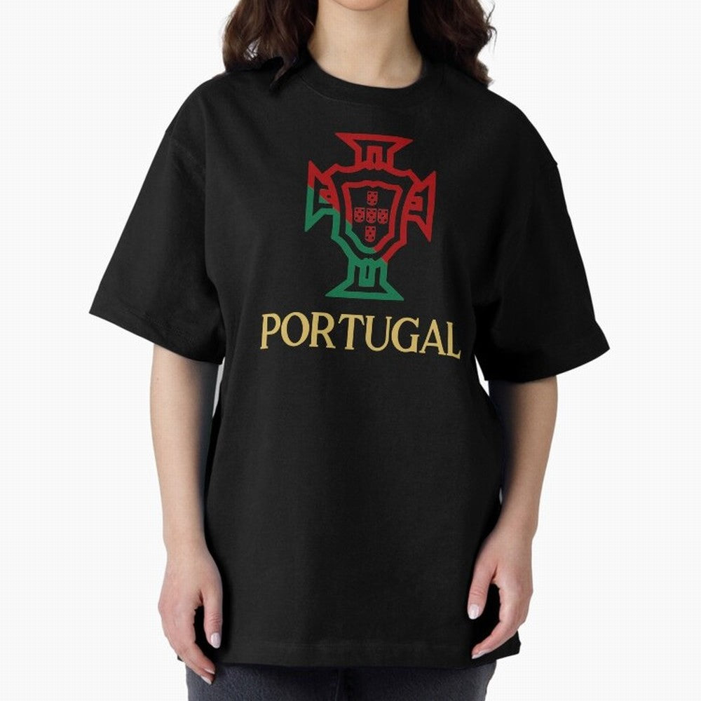Portugal Tuga D Gold Oversized T-Shirt Join the Countdown to Match Day Hype around FIFA World Cup 2026 Group Stage, Neymar, Haaland and Cristiano Ronaldo, Portugal, Spain and Germany, Goal Celebration Energy, Supporter Heritage, Football Icons and