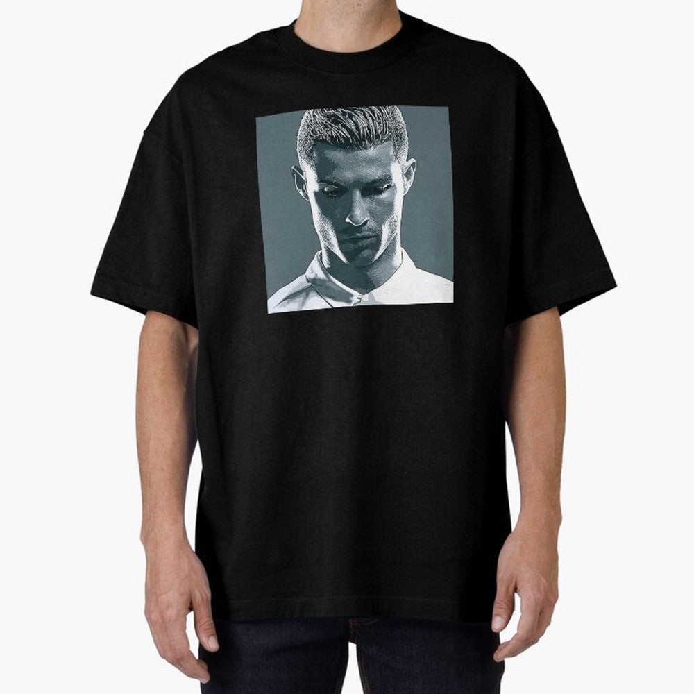 Ronaldo Portrait Oversized T-Shirt Celebrate Golden Goal Energy in FIFA World Cup 2026 for Fans of Haaland and Netherlands, Bringing Championship Spirit, Famous Goals, Roaring Crowds and International Football Unity; Built for Supporters Chasing