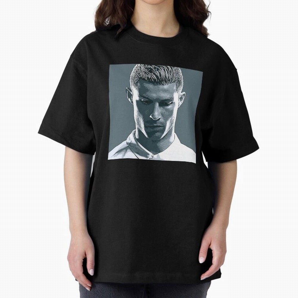 Ronaldo Portrait Oversized T-Shirt Celebrate Golden Goal Energy in FIFA World Cup 2026 for Fans of Haaland and Netherlands, Bringing Championship Spirit, Famous Goals, Roaring Crowds and International Football Unity; Built for Supporters Chasing