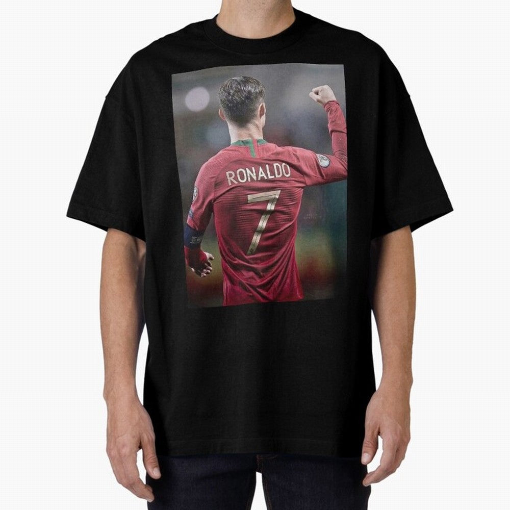 Cristiano Ronaldo CR7 Oversized T-Shirt Celebrate Rivalries and Pride in Global Football Passion for FIFA World Cup 2026 Group Stage, with CR7 and Messi, England and Germany, Championship Spirit, Famous Goals, Roaring Crowds and International