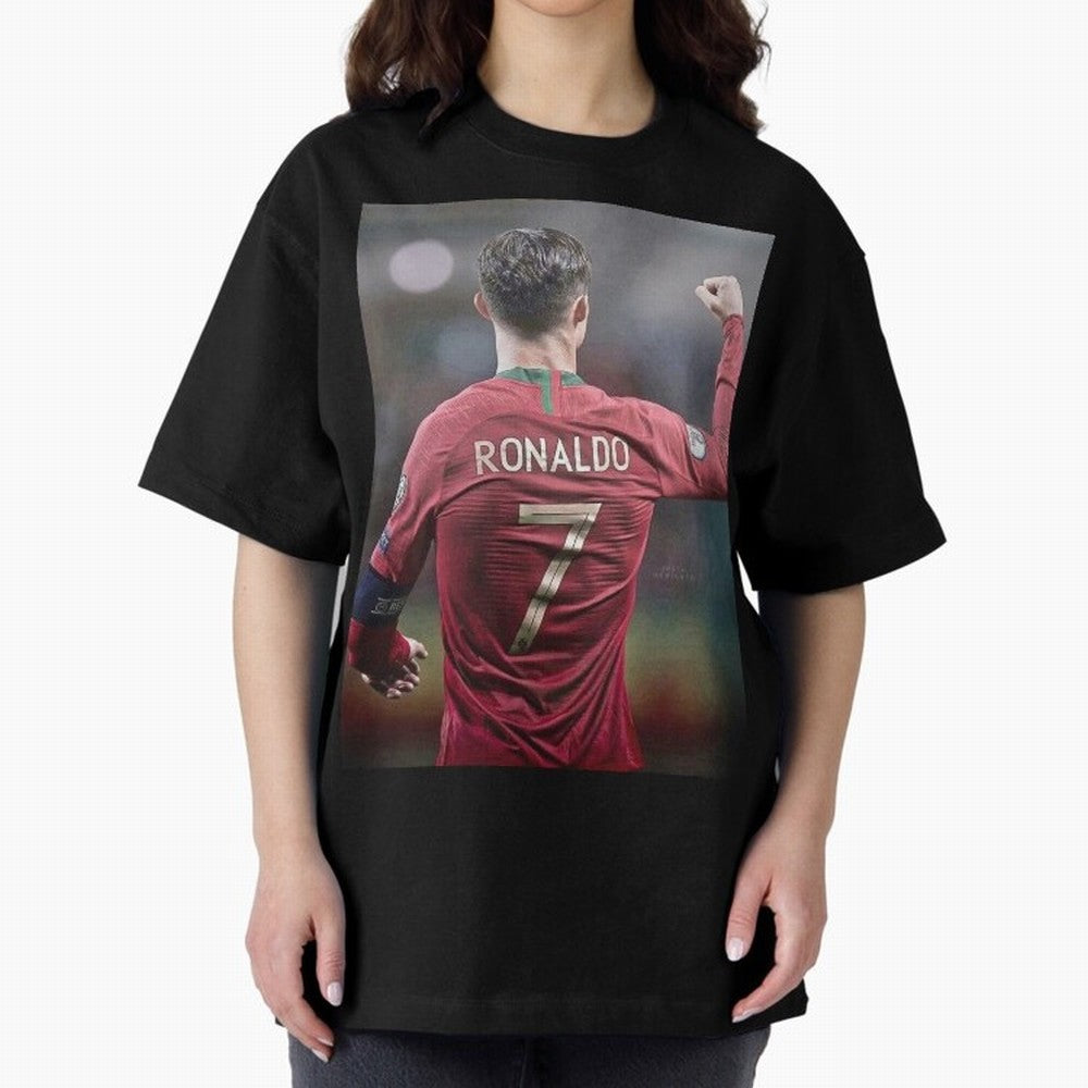 Cristiano Ronaldo CR7 Oversized T-Shirt Celebrate Rivalries and Pride in Global Football Passion for FIFA World Cup 2026 Group Stage, with CR7 and Messi, England and Germany, Championship Spirit, Famous Goals, Roaring Crowds and International