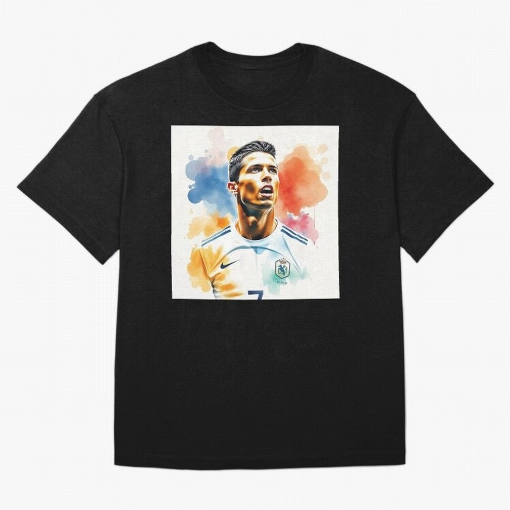 Cristiano Ronaldo Watercolor Panting Oversized T-Shirt Celebrate Golden Goal Energy in Global Football Passion for FIFA World Cup 2026 Group Stage, Made for Messi, England, Stadium Chants, National Pride, Trophy Dreams and Unforgettable Football
