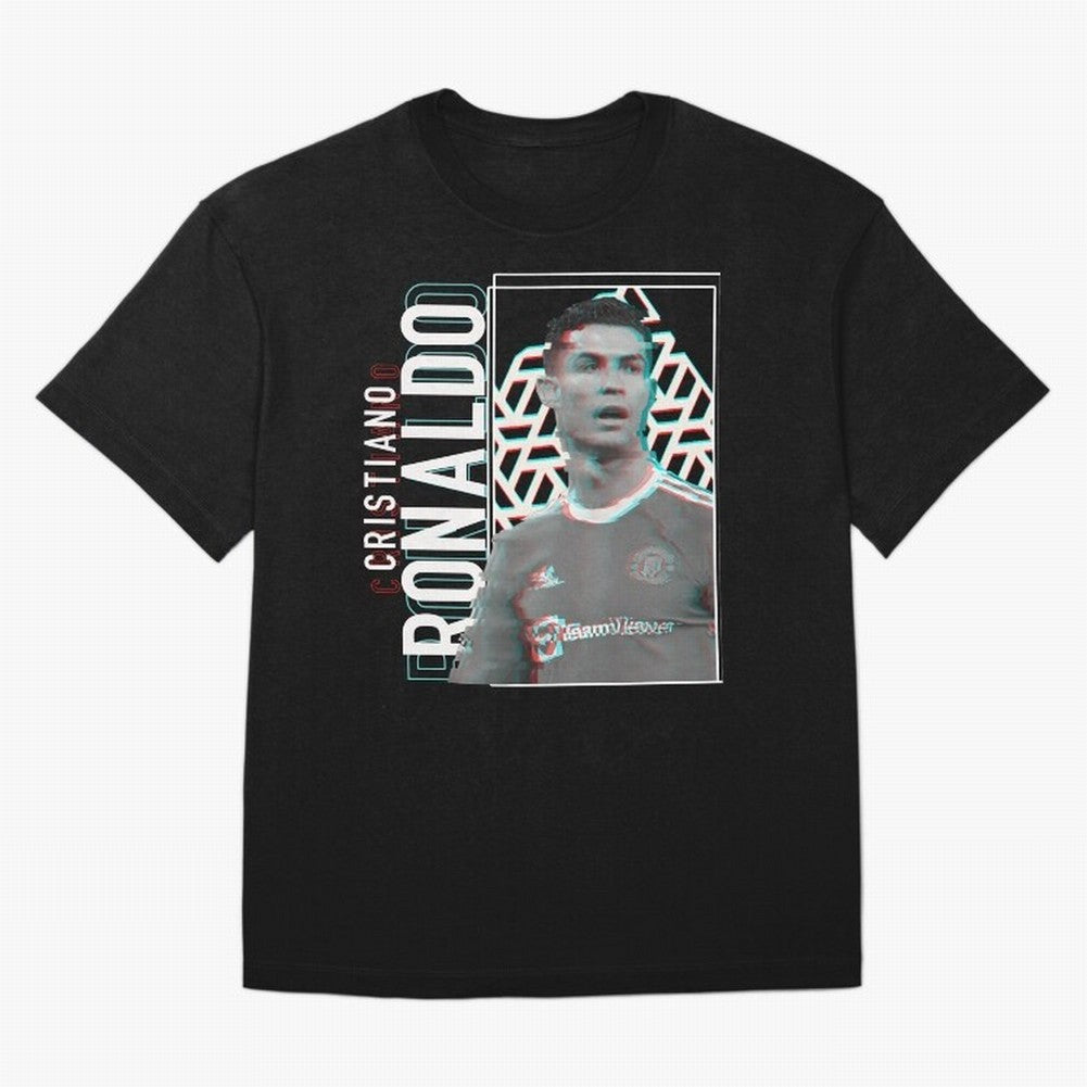 Cristiano Ronaldo Glith Effect Oversized T-Shirt Fuel FIFA World Cup 2026 for Fans of Haaland and England, Bringing Vintage Soccer Flavor, Modern Football Stars, National Flags and Final Night Emotion; Made for Collectors Who Enjoy Iconic Players,