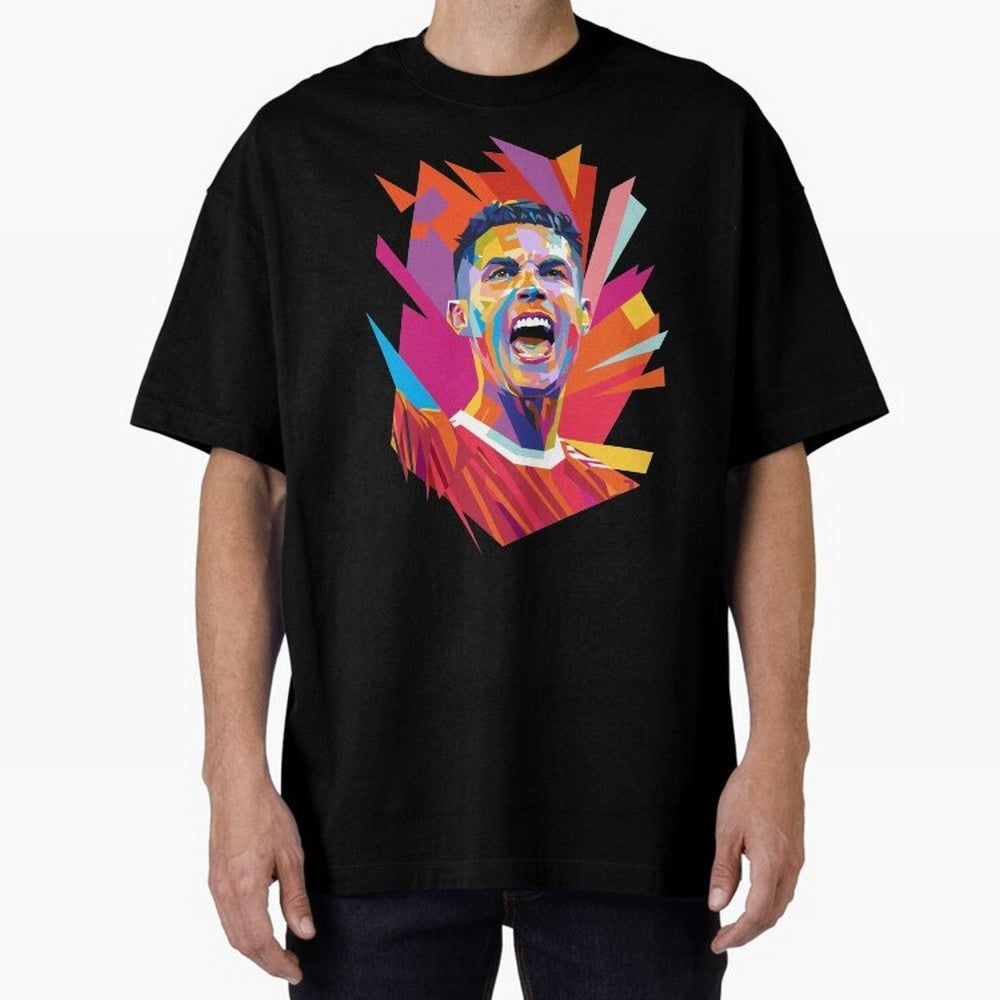 Cristiano Ronaldo Pop Art WPAP Oversized T-Shirt Show Up for the Glory of Match Day Hype around FIFA World Cup 2026 Group Stage, Neymar, Portugal, Spain and Germany, Goal Celebration Energy, Supporter Heritage, Football Icons and Worldwide