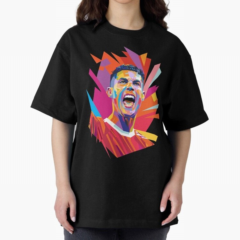 Cristiano Ronaldo Pop Art WPAP Oversized T-Shirt Show Up for the Glory of Match Day Hype around FIFA World Cup 2026 Group Stage, Neymar, Portugal, Spain and Germany, Goal Celebration Energy, Supporter Heritage, Football Icons and Worldwide