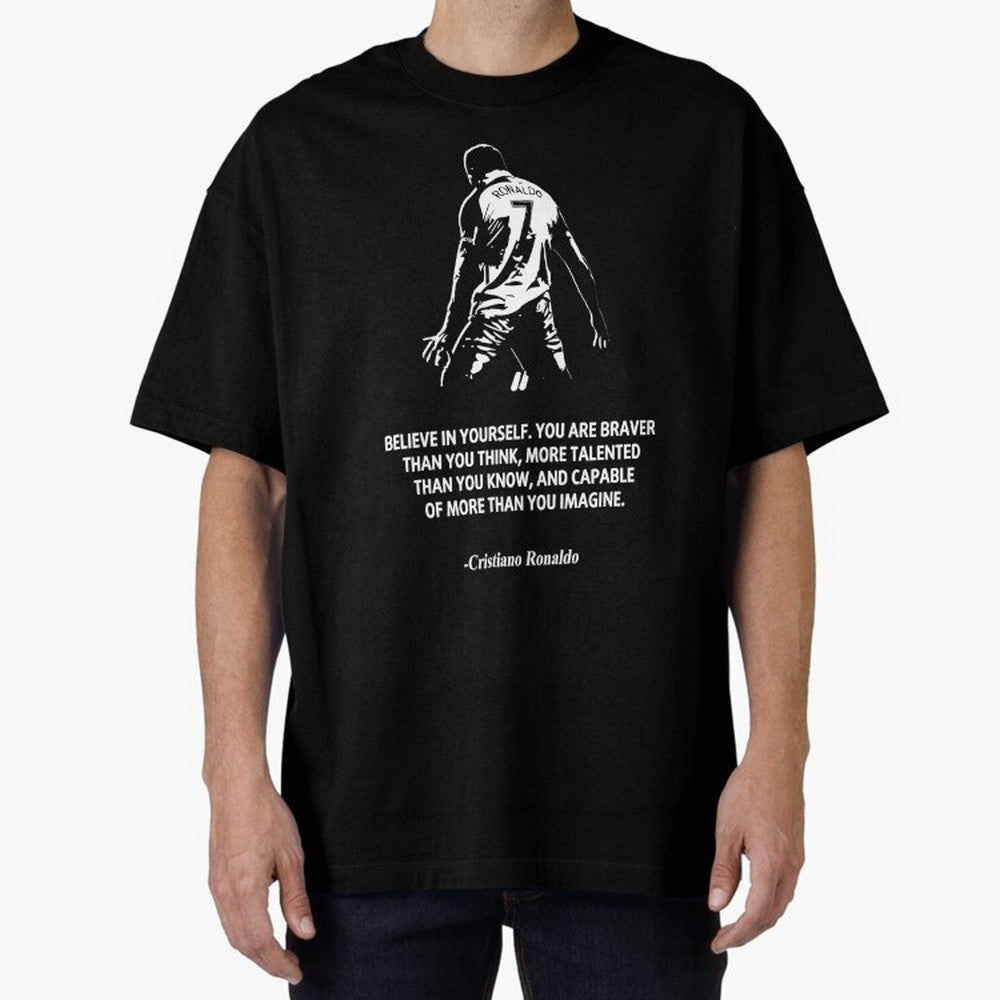Cristiano Ronaldo Quotes Oversized T-Shirt Remember Iconic Moments from FIFA World Cup 2026 Group Stage Spirit, Capturing France, Mbappe and Neymar, Soccer Culture, Superstar Moments, National Team Dreams and Competitive Fire; Great for Supporters