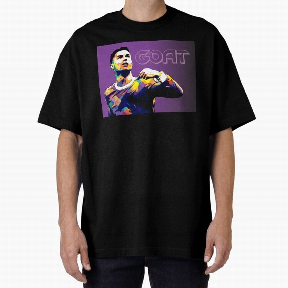 Cristiano Ronaldo Goat Popart Oversized T-Shirt Celebrate the Magic of FIFA World Cup 2026 Group Stage Centered on Haaland and Mbappe, Argentina and Brazil Energy, Global Supporter Spirit, Legendary Goals, National Colors and Tournament