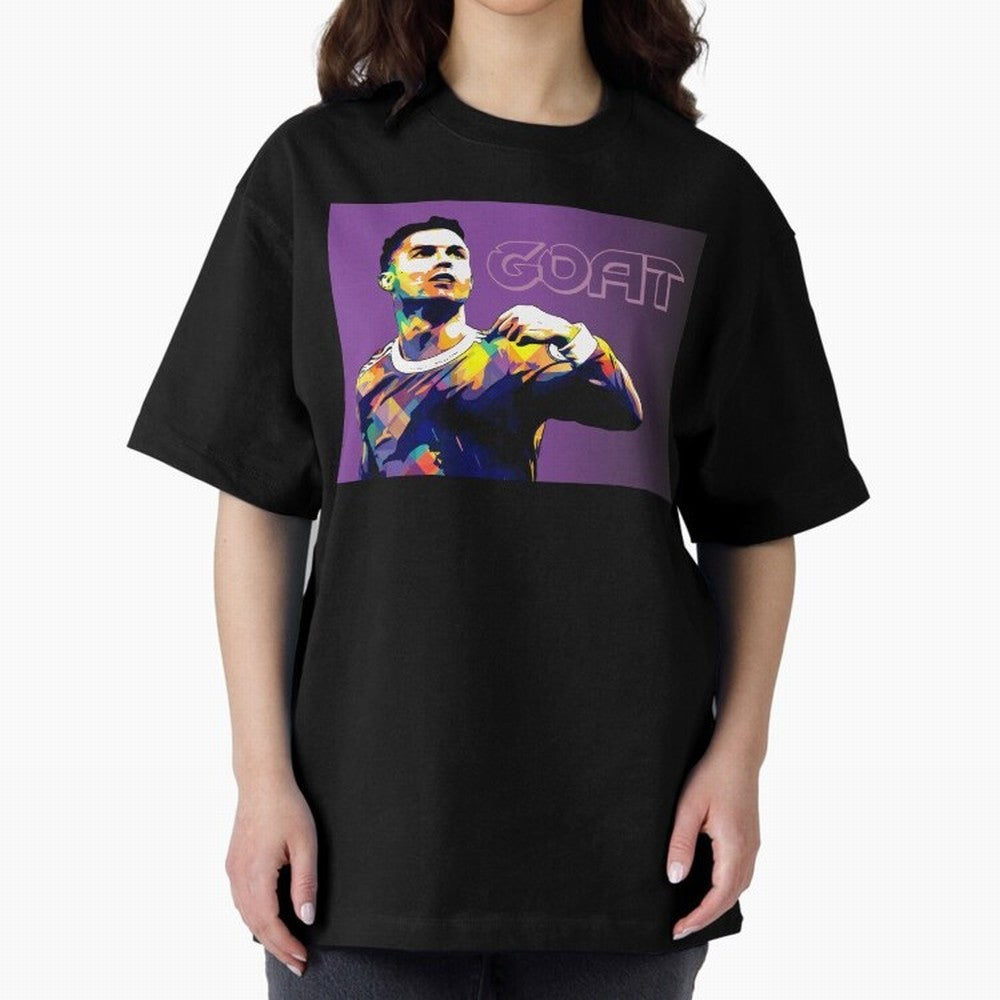 Cristiano Ronaldo Goat Popart Oversized T-Shirt Celebrate the Magic of FIFA World Cup 2026 Group Stage Centered on Haaland and Mbappe, Argentina and Brazil Energy, Global Supporter Spirit, Legendary Goals, National Colors and Tournament
