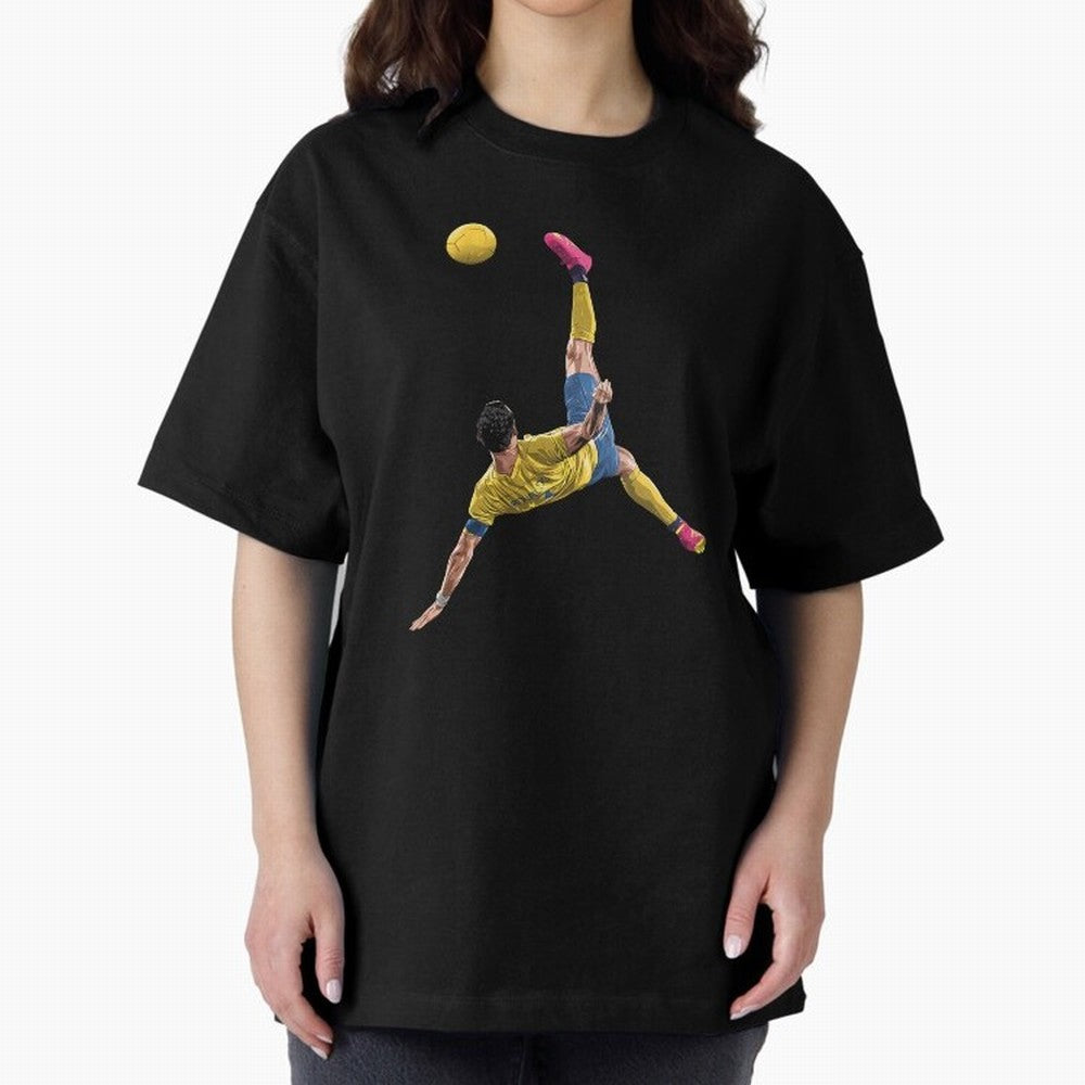 overheadkick bycyle shoot Oversized T-Shirt Embrace Global Football Passion for FIFA World Cup 2026, Featuring Neymar, Spain and Netherlands, Sports Nostalgia, International Competition, Famous Players and Unforgettable Victories; Perfect for Fans,