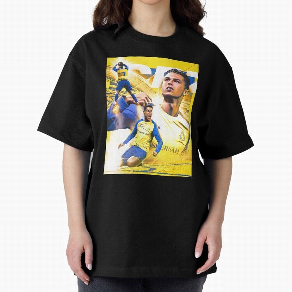 legend footballer yellow Oversized T-Shirt Bring Stadium Energy to Global Football Passion for FIFA World Cup 2026, Capturing Messi and Cristiano Ronaldo, Portugal, Spain and Germany, Sports Nostalgia, International Competition, Famous Players and
