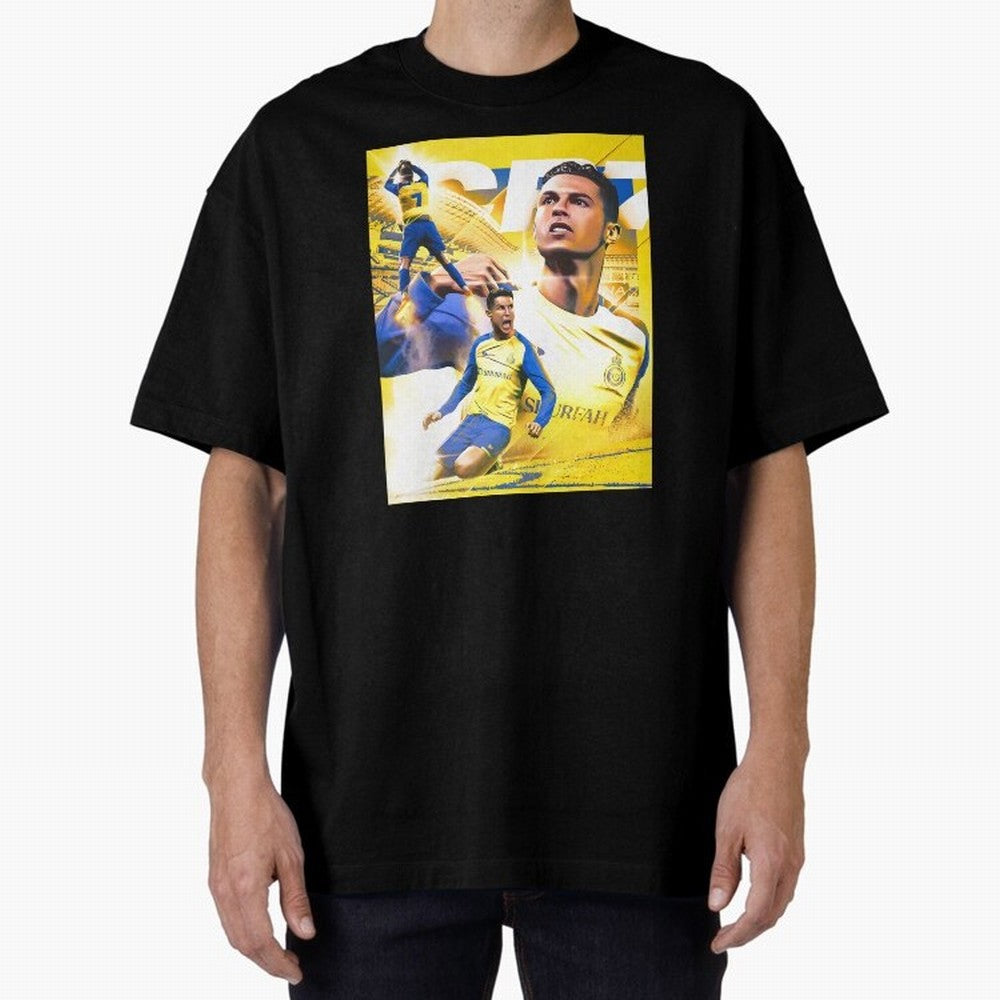 legend footballer yellow Oversized T-Shirt Bring Stadium Energy to Global Football Passion for FIFA World Cup 2026, Capturing Messi and Cristiano Ronaldo, Portugal, Spain and Germany, Sports Nostalgia, International Competition, Famous Players and