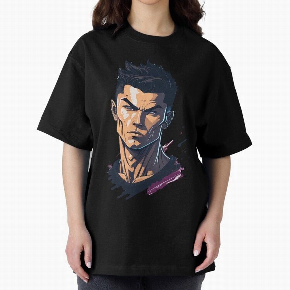 Cristiano Ronaldo Anime Style Oversized T-Shirt Celebrate Classic Football Spirit in the FIFA World Cup 2026 USA Canada Mexico Journey through Neymar Highlights, Argentina, France and Brazil Pride, Stadium Chants, National Pride, Trophy Dreams and