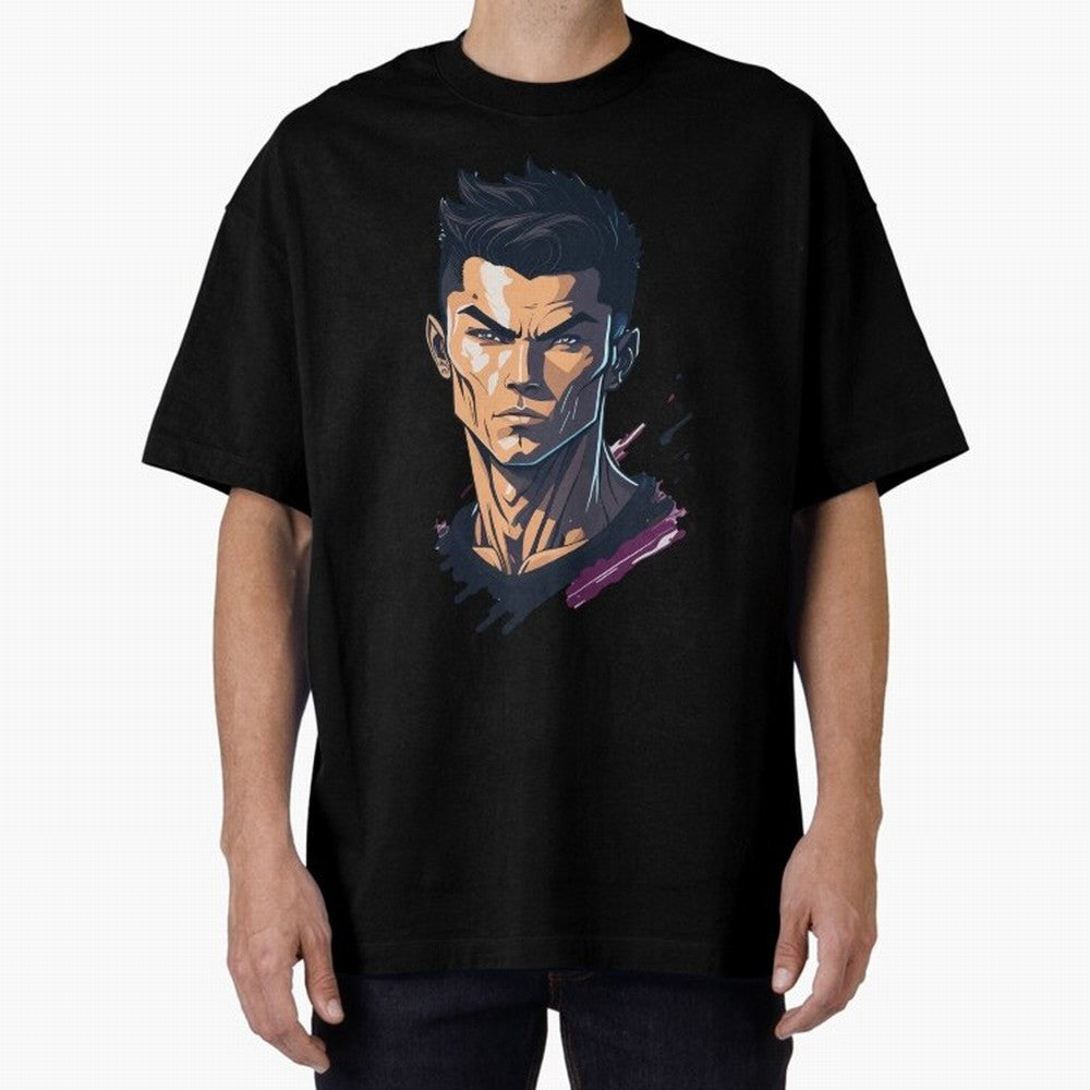 Cristiano Ronaldo Anime Style Oversized T-Shirt Celebrate Classic Football Spirit in the FIFA World Cup 2026 USA Canada Mexico Journey through Neymar Highlights, Argentina, France and Brazil Pride, Stadium Chants, National Pride, Trophy Dreams and