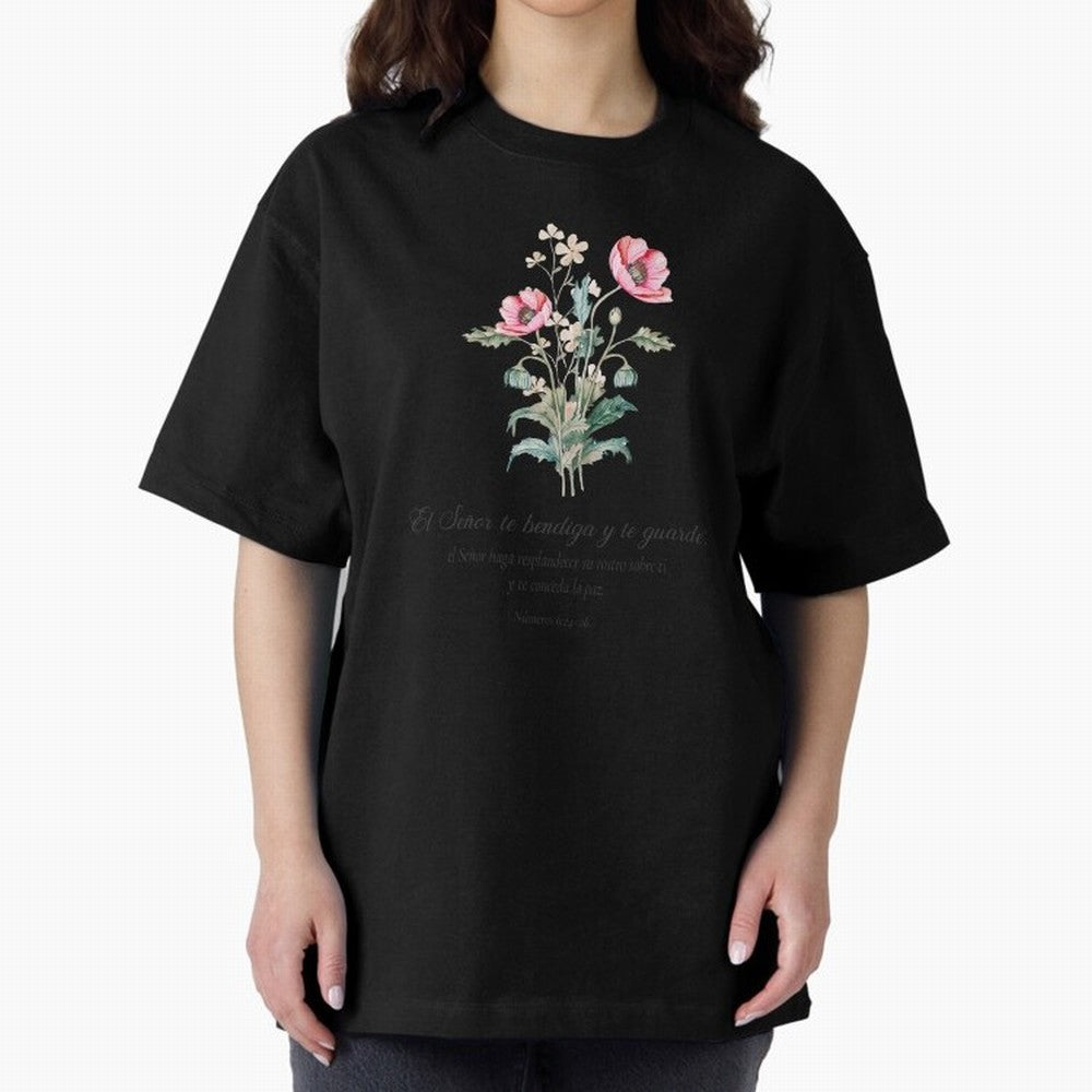 N¨²meros 6:24¨C26 ¨C El Se?or te bendiga y te guarde | Bendici¨®n B¨ªblica Floral | Regalo Cristiano Oversized T-Shirt Represent Football Lovers during Global Football Passion for FIFA World Cup 2026, Built around Mbappe, France and Portugal, Fan
