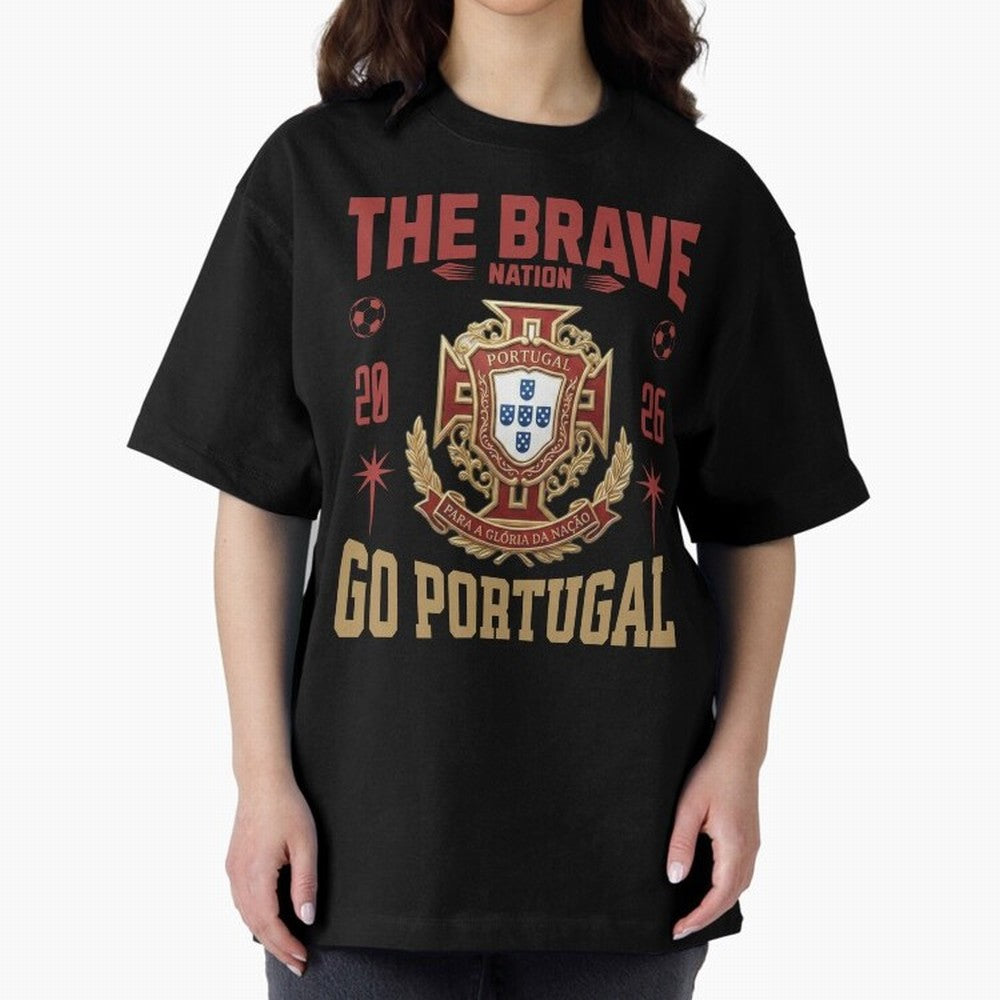 Portugal Soccer 2026 The Brave Nation Vintage Football Fan Design Oversized T-Shirt Bring Champion Energy into FIFA World Cup 2026 USA Canada Mexico Spirit, Driven by Brazil, CR7 and Messi, Global Supporter Spirit, Legendary Goals, National Colors