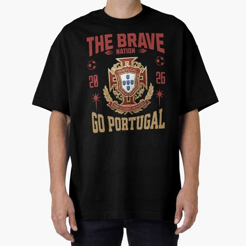 Portugal Soccer 2026 The Brave Nation Vintage Football Fan Design Oversized T-Shirt Bring Champion Energy into FIFA World Cup 2026 USA Canada Mexico Spirit, Driven by Brazil, CR7 and Messi, Global Supporter Spirit, Legendary Goals, National Colors