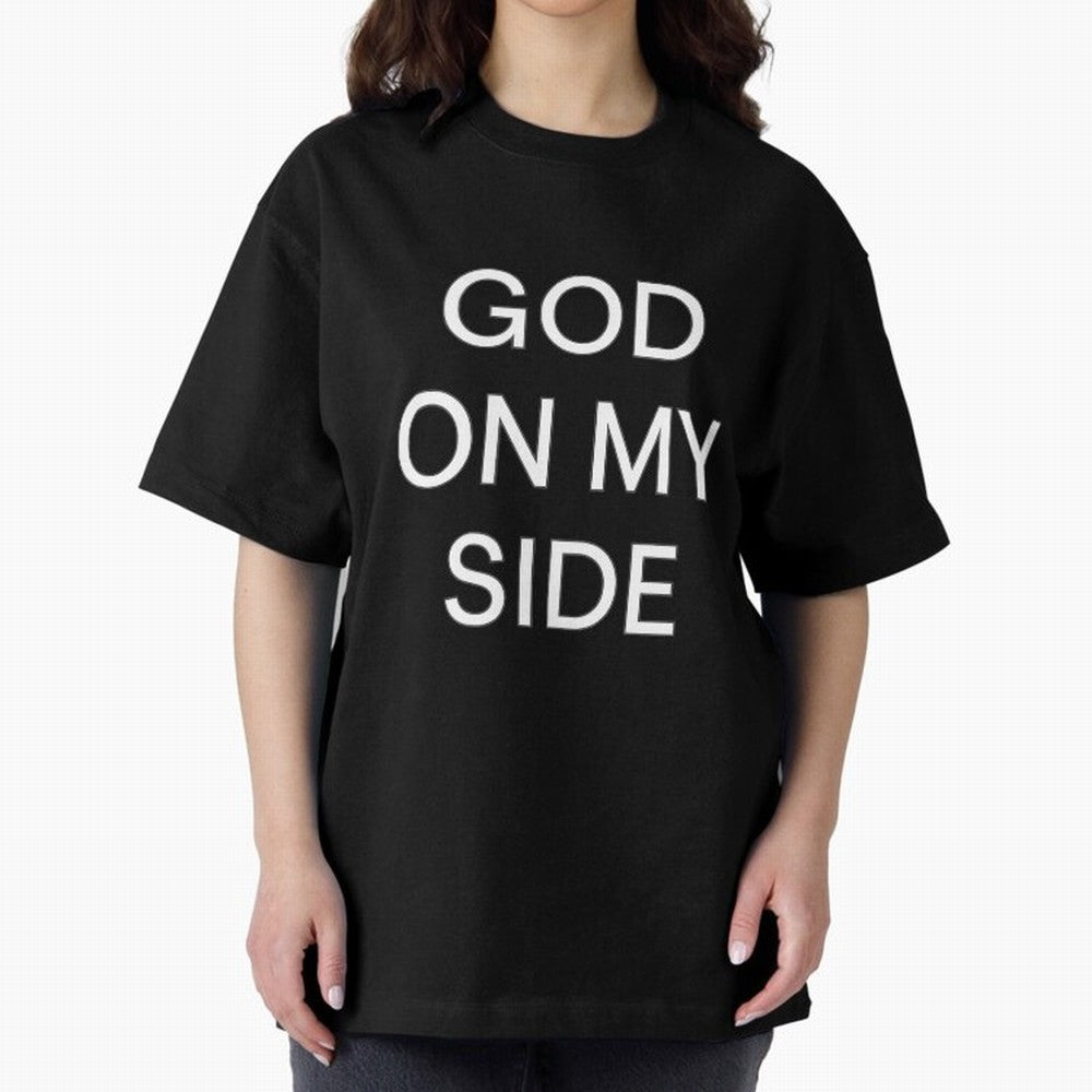 God On My Side - Minimalist Christian Outline Typography Oversized T-Shirt Live the Energy of FIFA World Cup 2026 Group Stage Made for Haaland, Argentina and Brazil Energy, Stadium Memories, Football Loyalty, International Chants and Championship