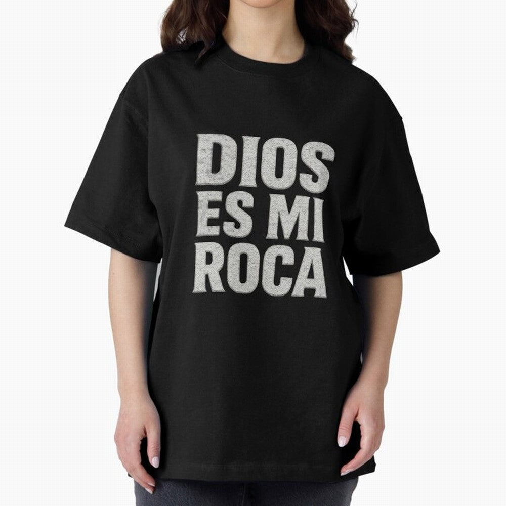 DIOS ES MI ROCA - White Stone Typography - Christian Oversized T-Shirt Showcase FIFA World Cup 2026 Spirit, Built around Argentina and Brazil, Mbappe and Neymar, Championship Spirit, Famous Goals, Roaring Crowds and International Football Unity;