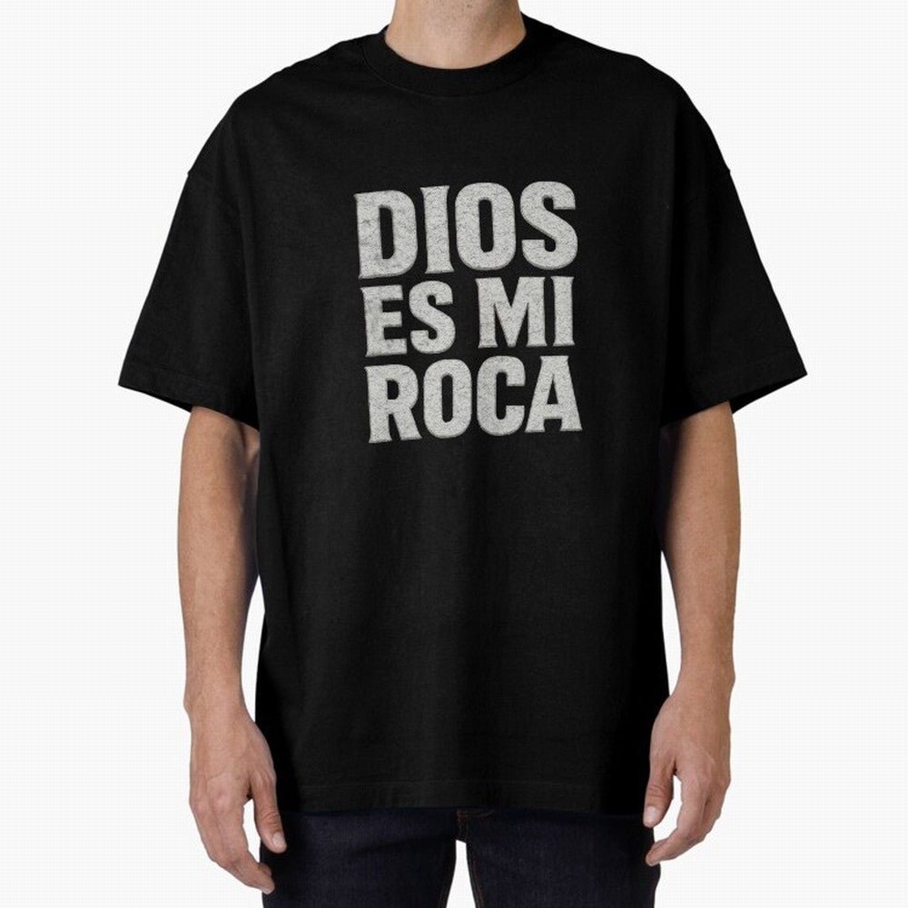 DIOS ES MI ROCA - White Stone Typography - Christian Oversized T-Shirt Showcase FIFA World Cup 2026 Spirit, Built around Argentina and Brazil, Mbappe and Neymar, Championship Spirit, Famous Goals, Roaring Crowds and International Football Unity;