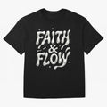 FAITH & FLOW - Liquid Chrome Typography - Urban Christian Oversized T-Shirt Bring Retro Soccer Energy to FIFA World Cup 2026 Group Stage Spirit, Celebrating Netherlands, Haaland and Mbappe, Sports Nostalgia, International Competition, Famous