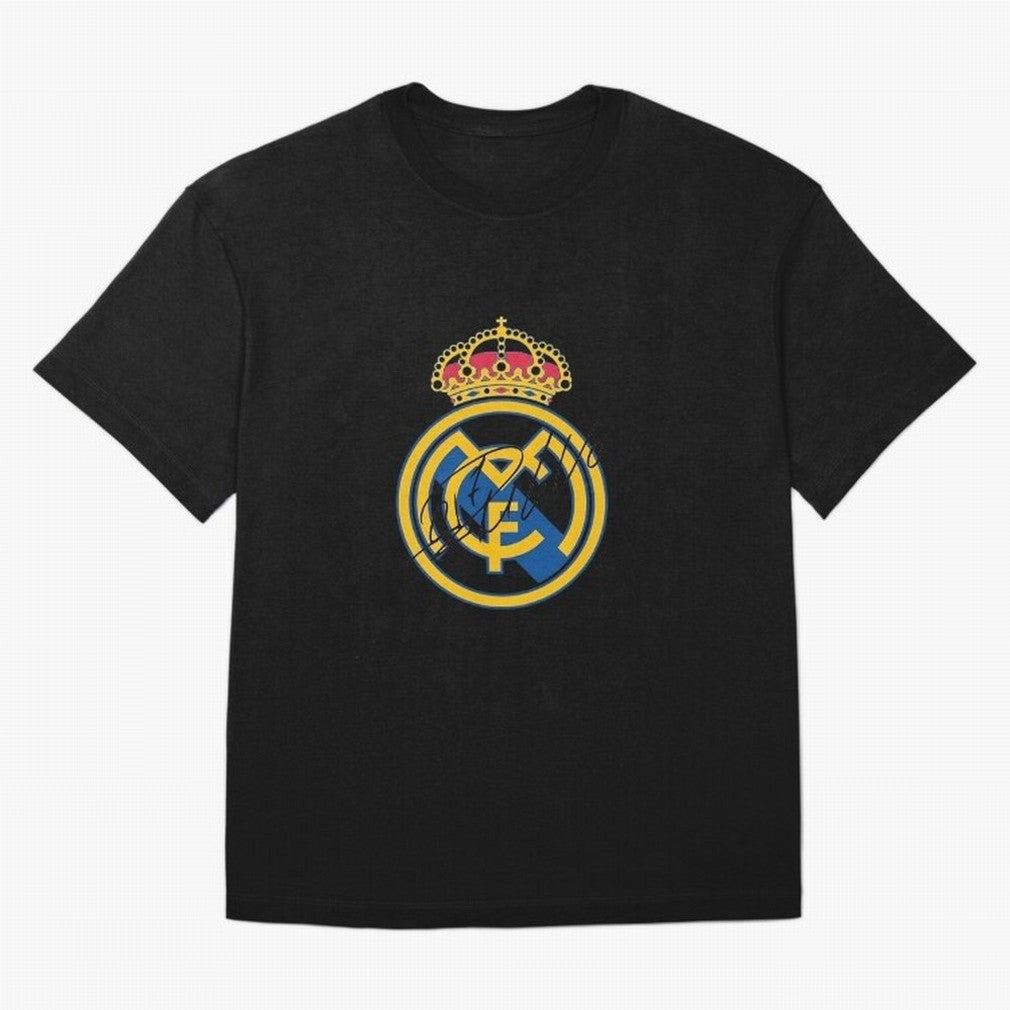 Real Madrid C.F. crest with Cristiano Ronaldo's autograph Oversized T-Shirt Celebrate the Magic of FIFA World Cup 2026 Group Stage Spirit, Made for Brazil, Portugal and Argentina, Messi, Neymar and Mbappe, Stadium Memories, Football Loyalty,