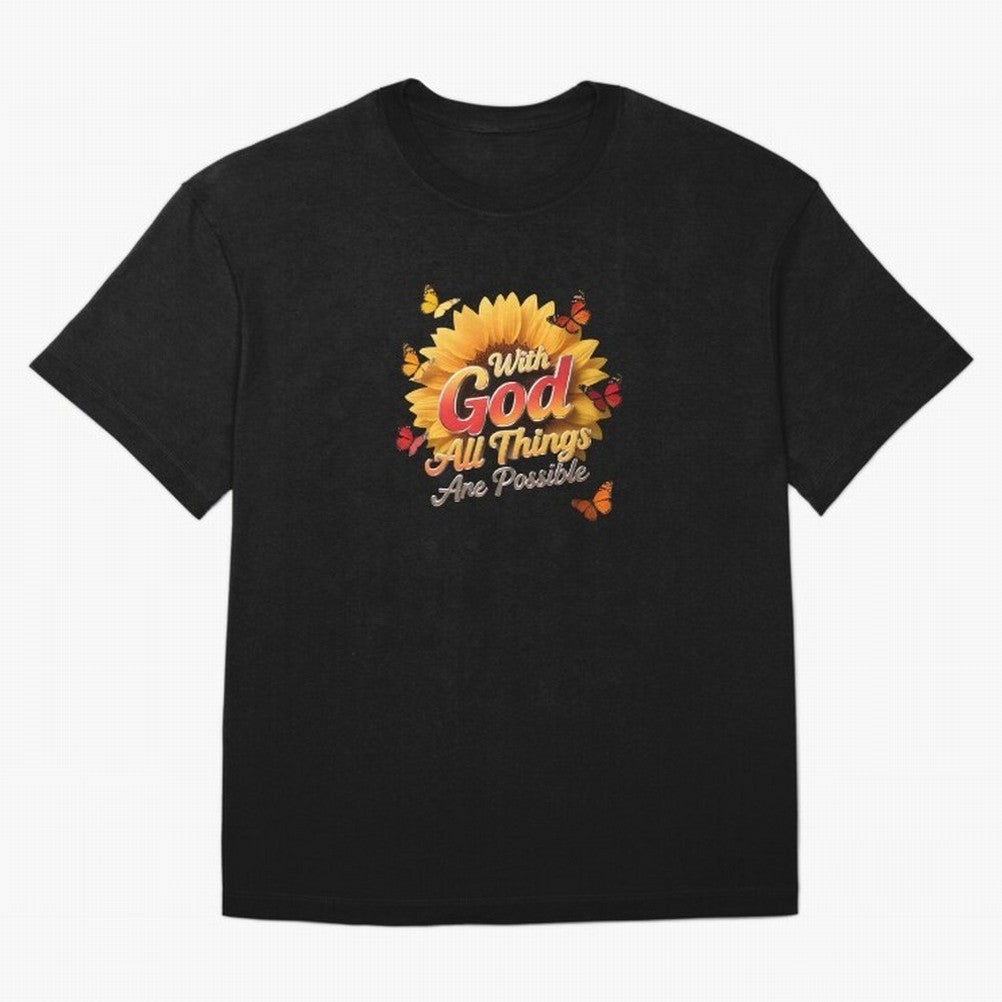 With God all things Are possible T shirt Oversized T-Shirt Show Match Day Excitement for Global Football Passion for FIFA World Cup 2026 Group Stage, Capturing Haaland and Mbappe, Argentina, France and Brazil, Vintage Soccer Flavor, Modern Football